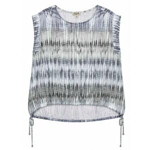 One World Sleeveless Top Womens M Tie Dye Blue High Low Relaxed Boho New